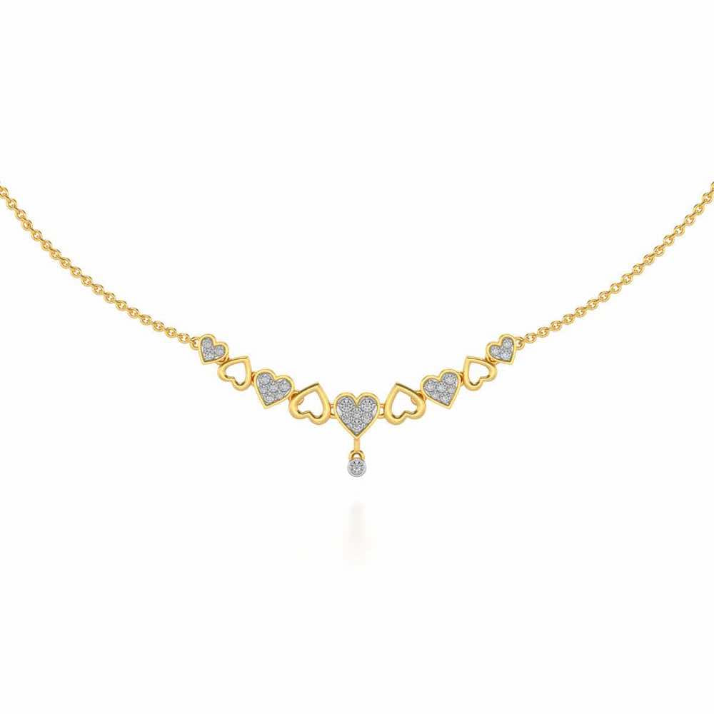 Heart charm Silver Necklace - Yellow Gold - Image 2
