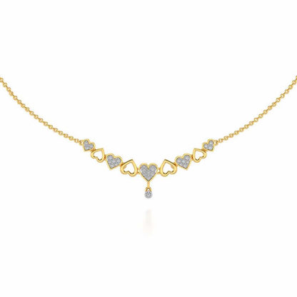 Heart charm Silver Necklace - Yellow Gold - Image 2