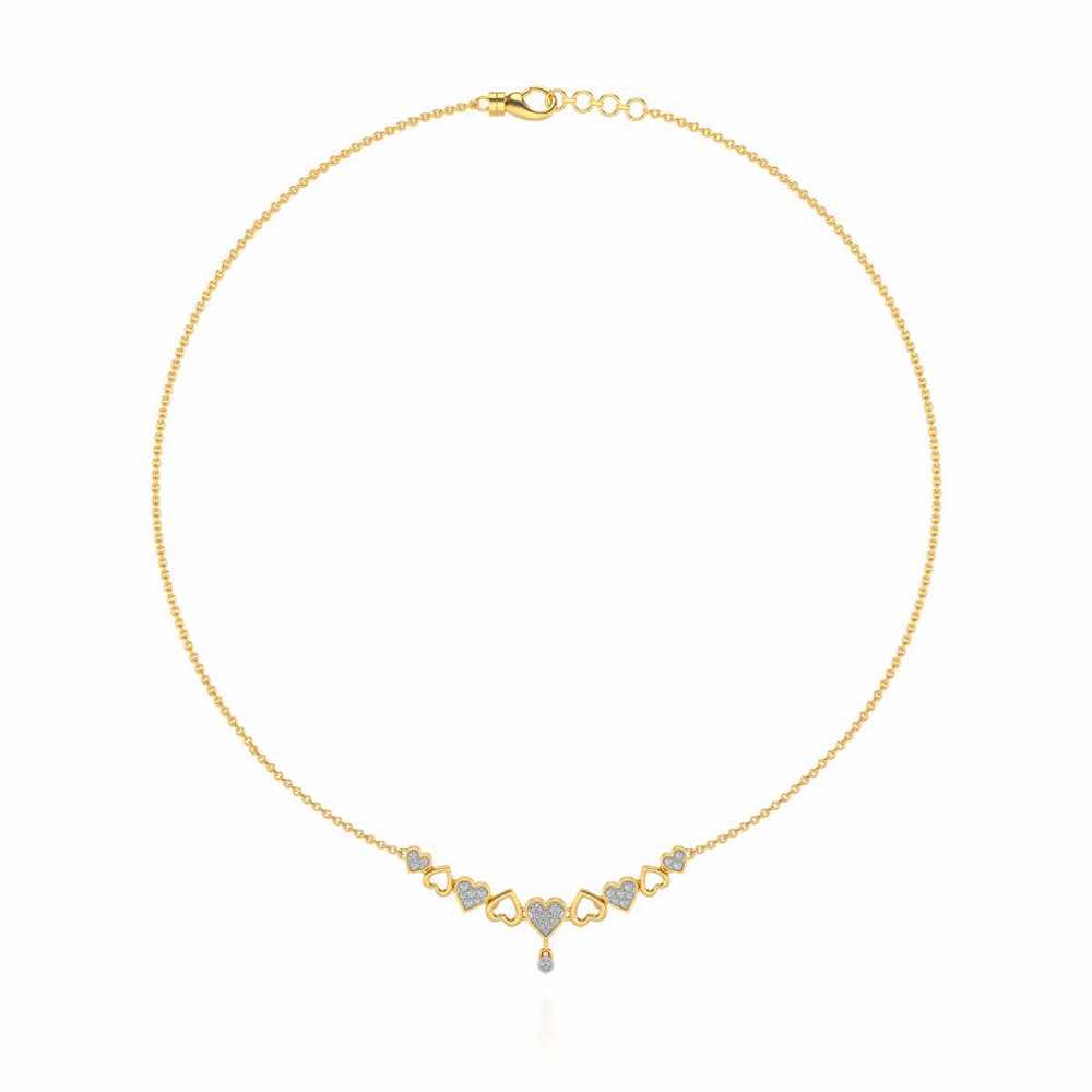 Heart charm Silver Necklace - Yellow Gold - Image 3