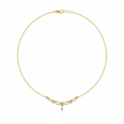 Heart charm Silver Necklace - Yellow Gold - Image 3