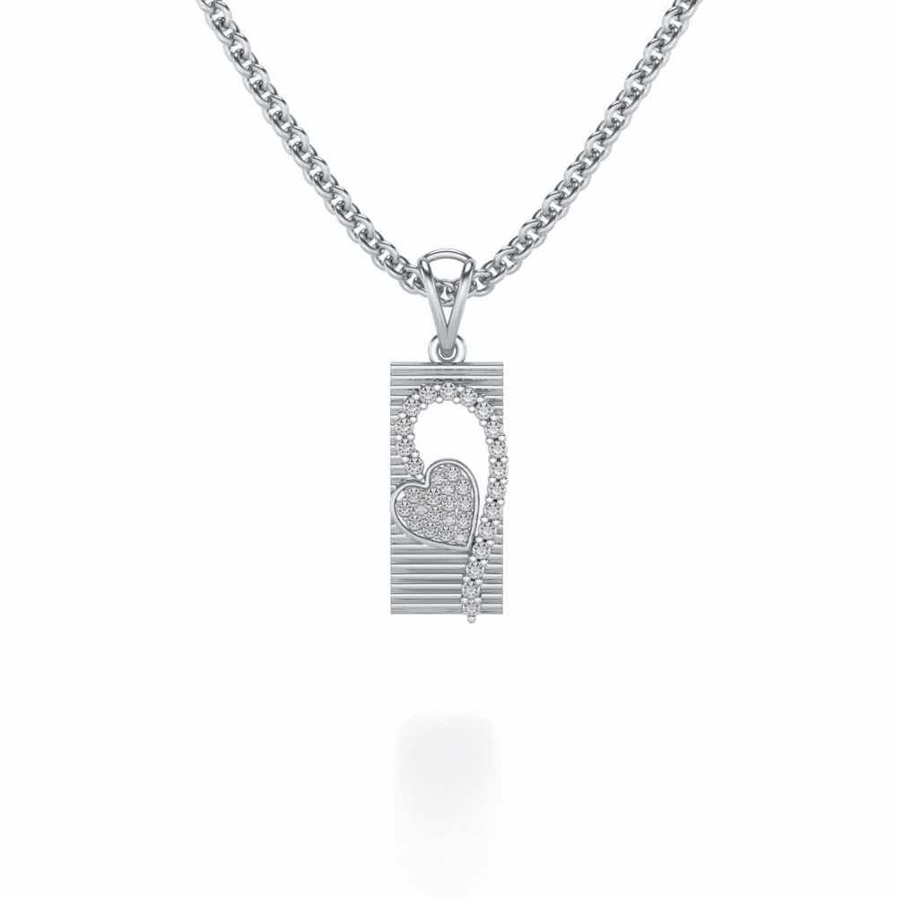 Heart in Heart Silver Pendant - White Gold - Image 1
