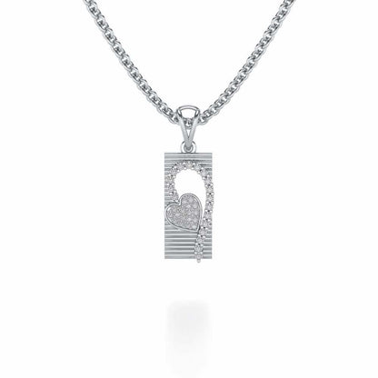 Heart in Heart Silver Pendant - White Gold - Image 1
