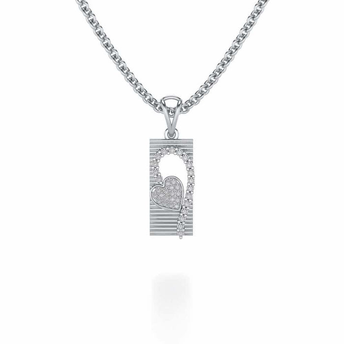 Heart in Heart Silver Pendant - White Gold - Image 1