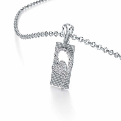 Heart in Heart Silver Pendant - White Gold - Image 2