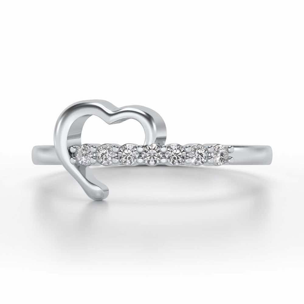 Heart-wise Silver Ring - White Gold - Image 4