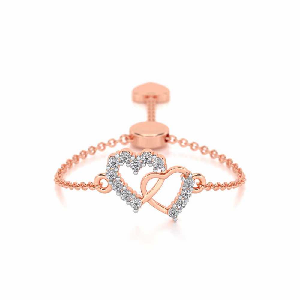 HeartBond Adjustable Silver Ring - Rose Gold - Image 1