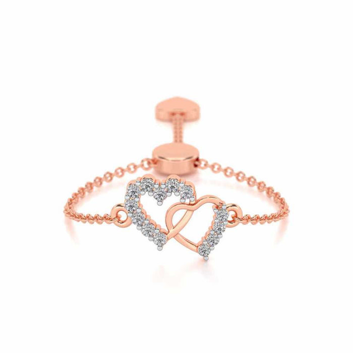 HeartBond Adjustable Silver Ring - Rose Gold - Image 1