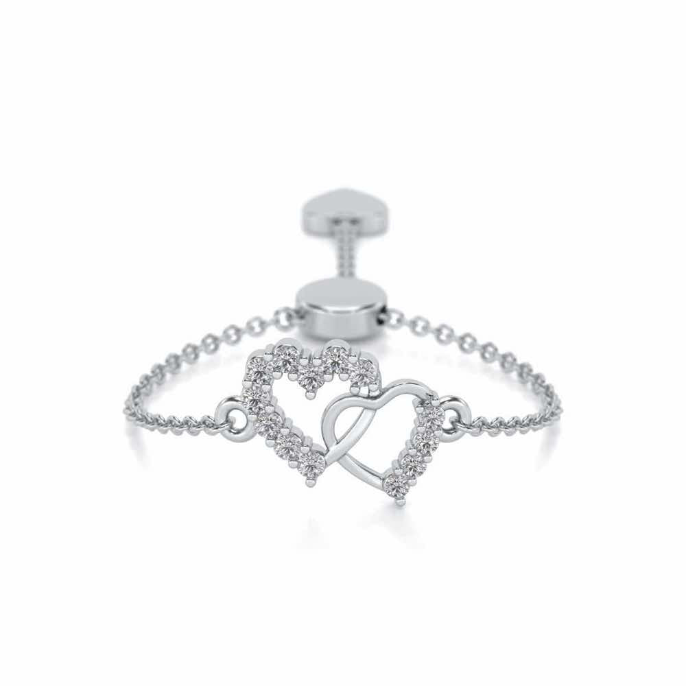 HeartBond Adjustable Silver Ring - White Gold - Image 1