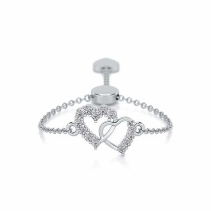 HeartBond Adjustable Silver Ring - White Gold - Image 1