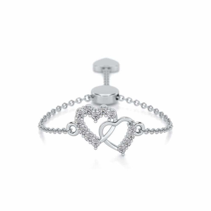 HeartBond Adjustable Silver Ring - White Gold - Image 1