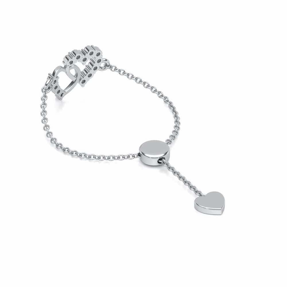 HeartBond Adjustable Silver Ring - White Gold - Image 3