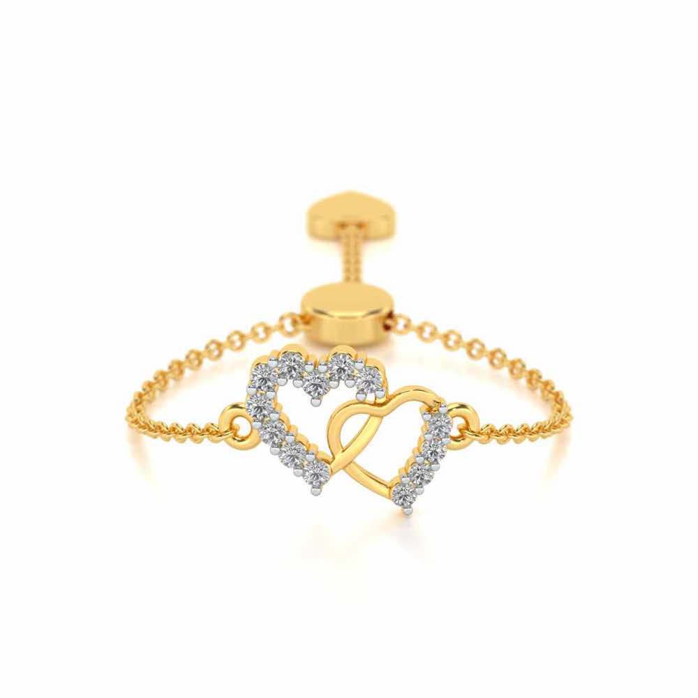 HeartBond Adjustable Silver Ring - Yellow Gold - Image 1