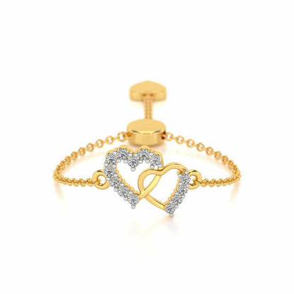 HeartBond Adjustable Silver Ring - Yellow Gold - Image 1