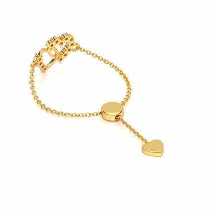 HeartBond Adjustable Silver Ring - Yellow Gold - Image 3