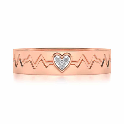 Heartbeat Silver Band Ring - Rose Gold - Image 4