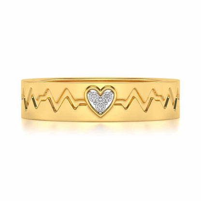 Heartbeat Silver Band Ring - Yellow Gold - Image 4