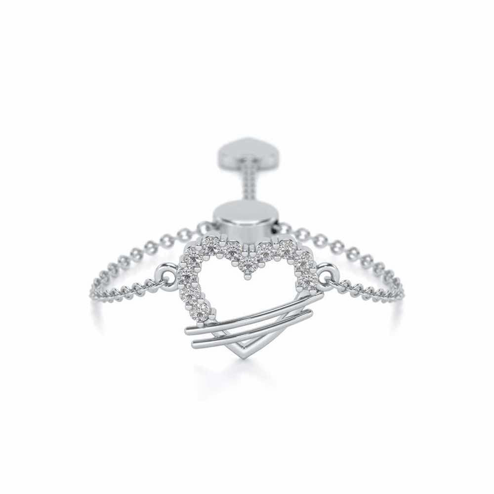 Heartfelt Adjustable Silver Ring - White Gold - Image 1