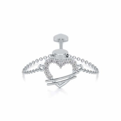 Heartfelt Adjustable Silver Ring - White Gold - Image 1