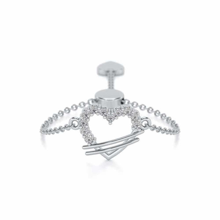 Heartfelt Adjustable Silver Ring - White Gold - Image 1
