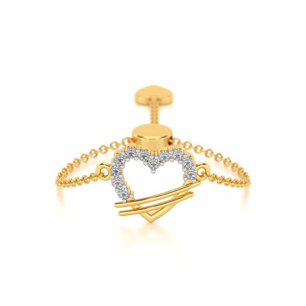 Heartfelt Adjustable Silver Ring - Yellow Gold - Image 1