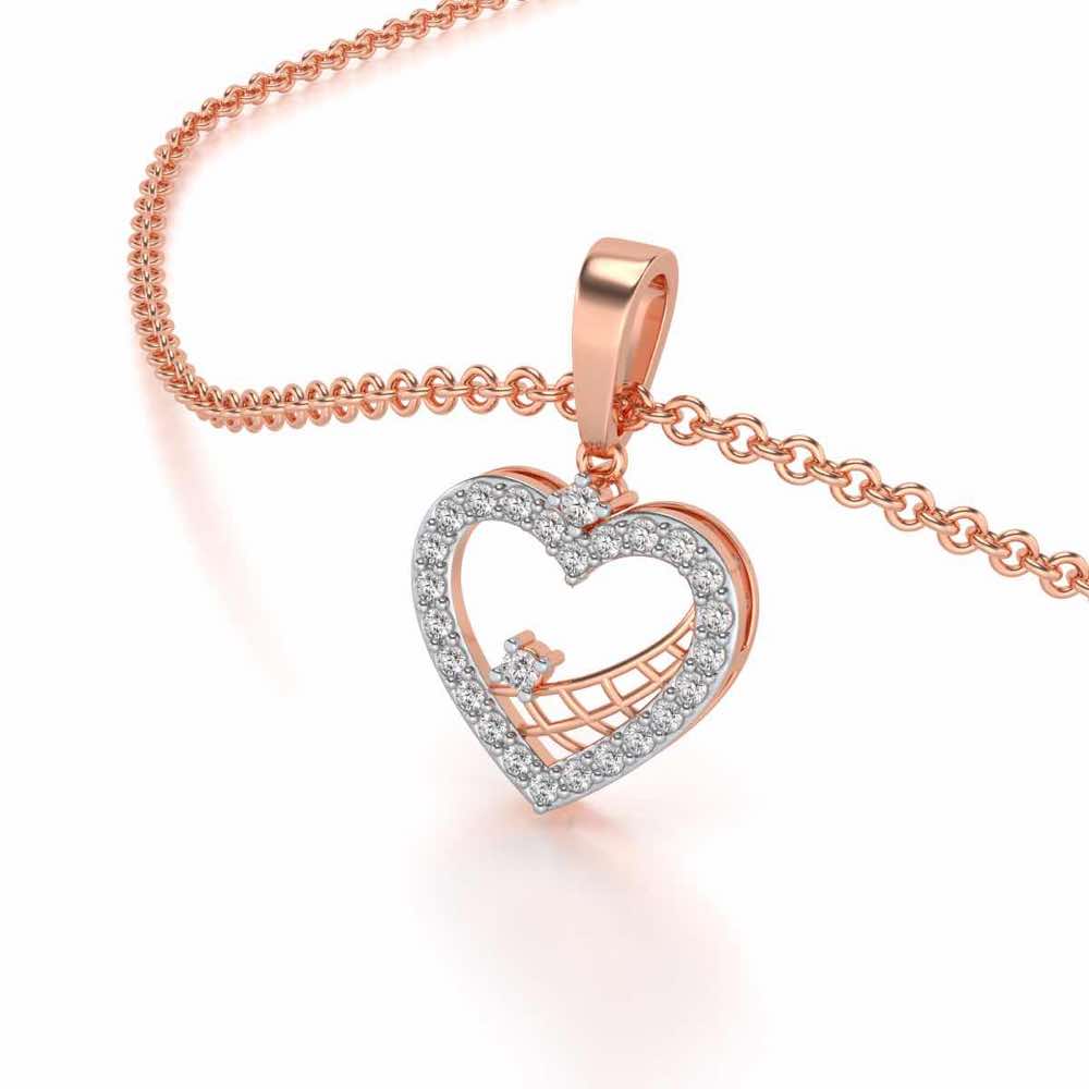 Heartfelt Silver Pendant Earrings Set - Rose Gold - Image 1