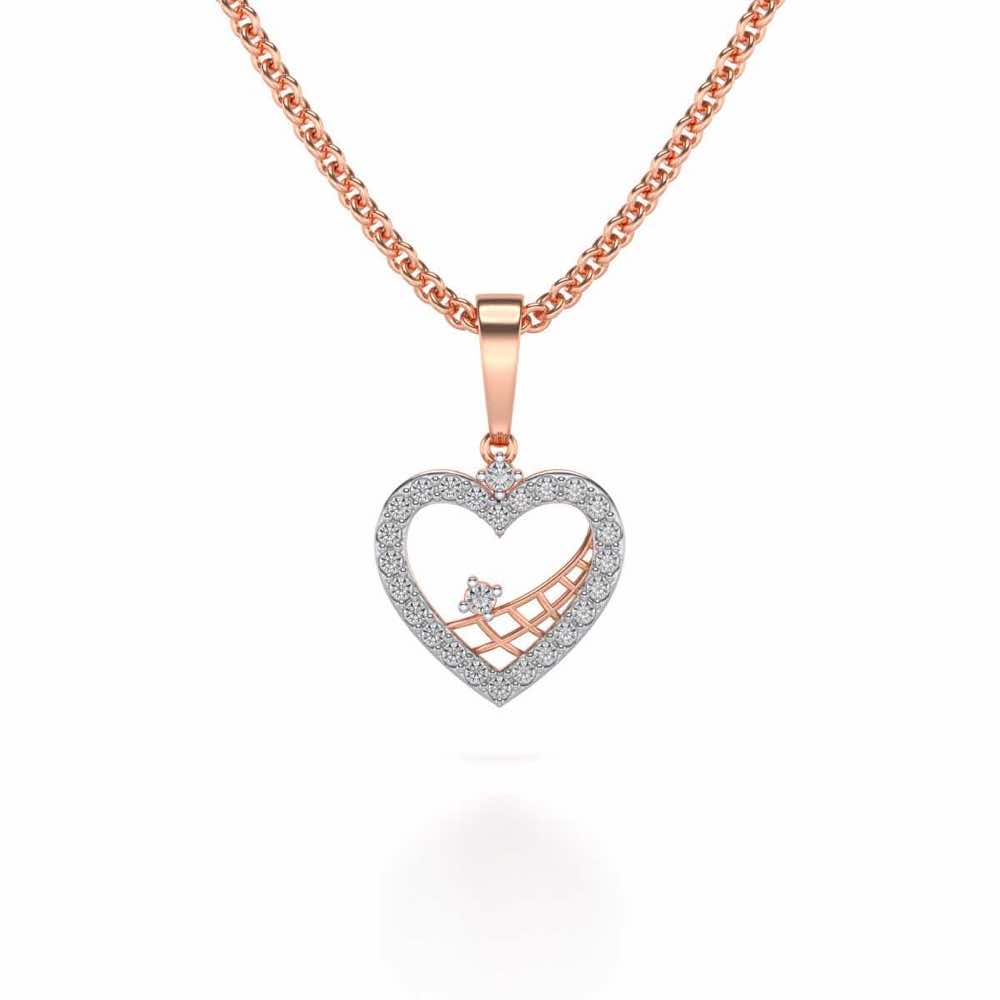 Heartfelt Silver Pendant Earrings Set - Rose Gold - Image 2