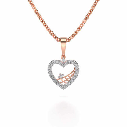 Heartfelt Silver Pendant Earrings Set - Rose Gold - Image 2