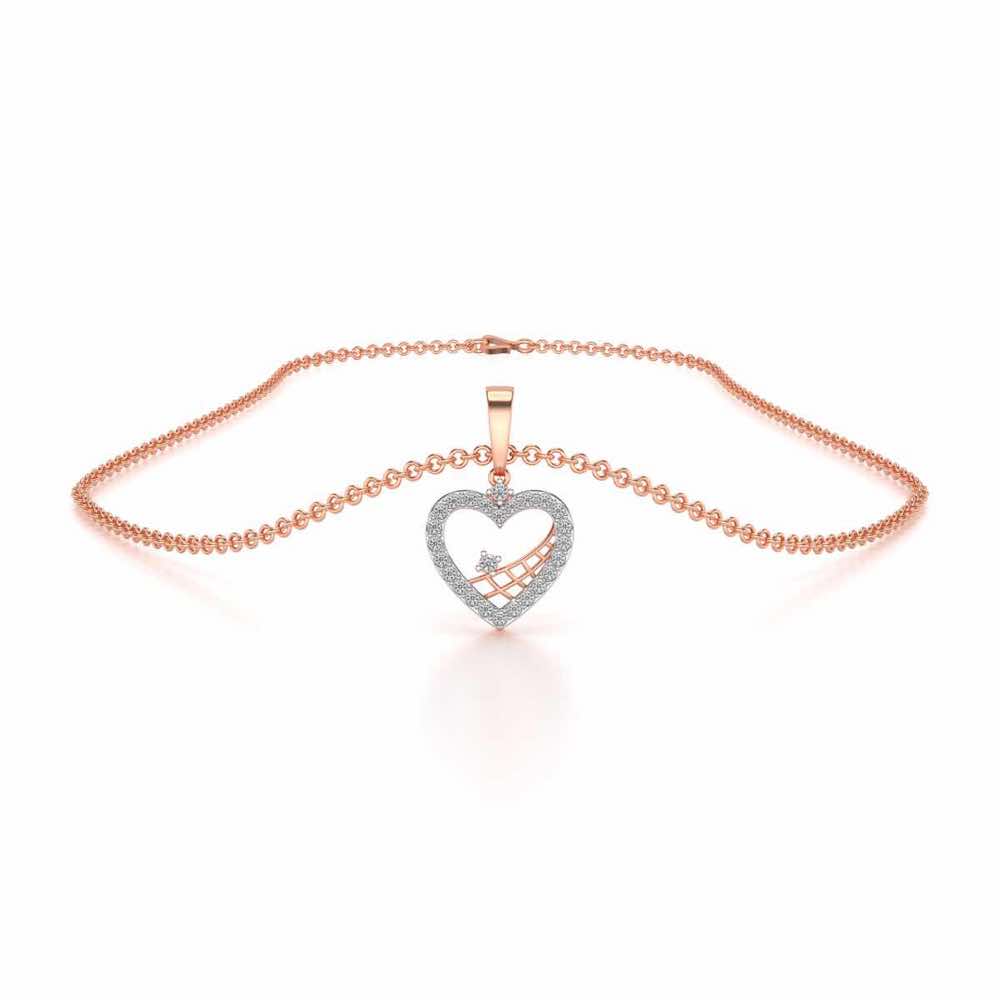 Heartfelt Silver Pendant Earrings Set - Rose Gold - Image 3