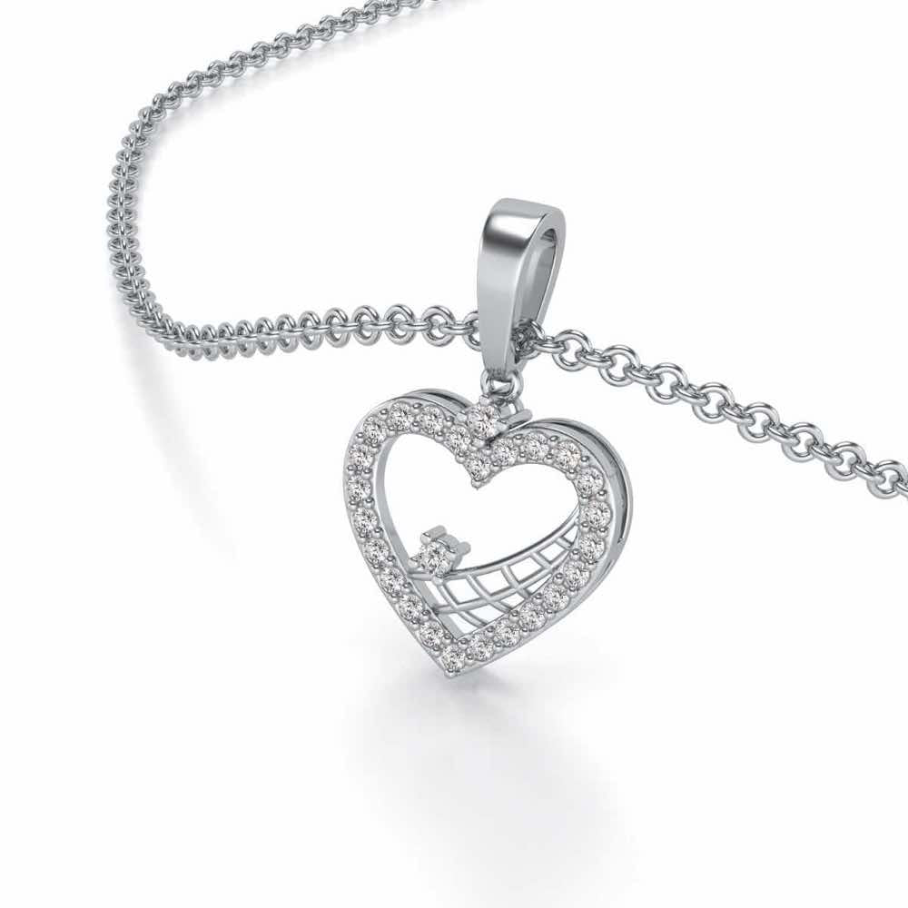 Heartfelt Silver Pendant Earrings Set - White Gold - Image 1
