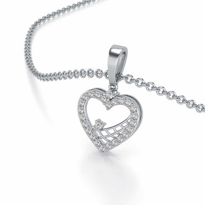 Heartfelt Silver Pendant Earrings Set - White Gold - Image 1