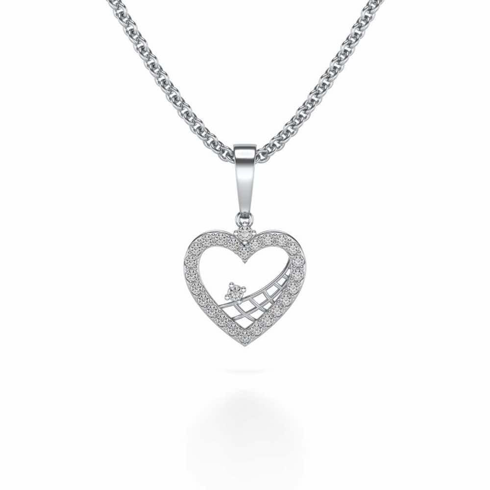 Heartfelt Silver Pendant Earrings Set - White Gold - Image 2