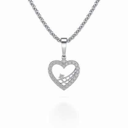 Heartfelt Silver Pendant Earrings Set - White Gold - Image 2