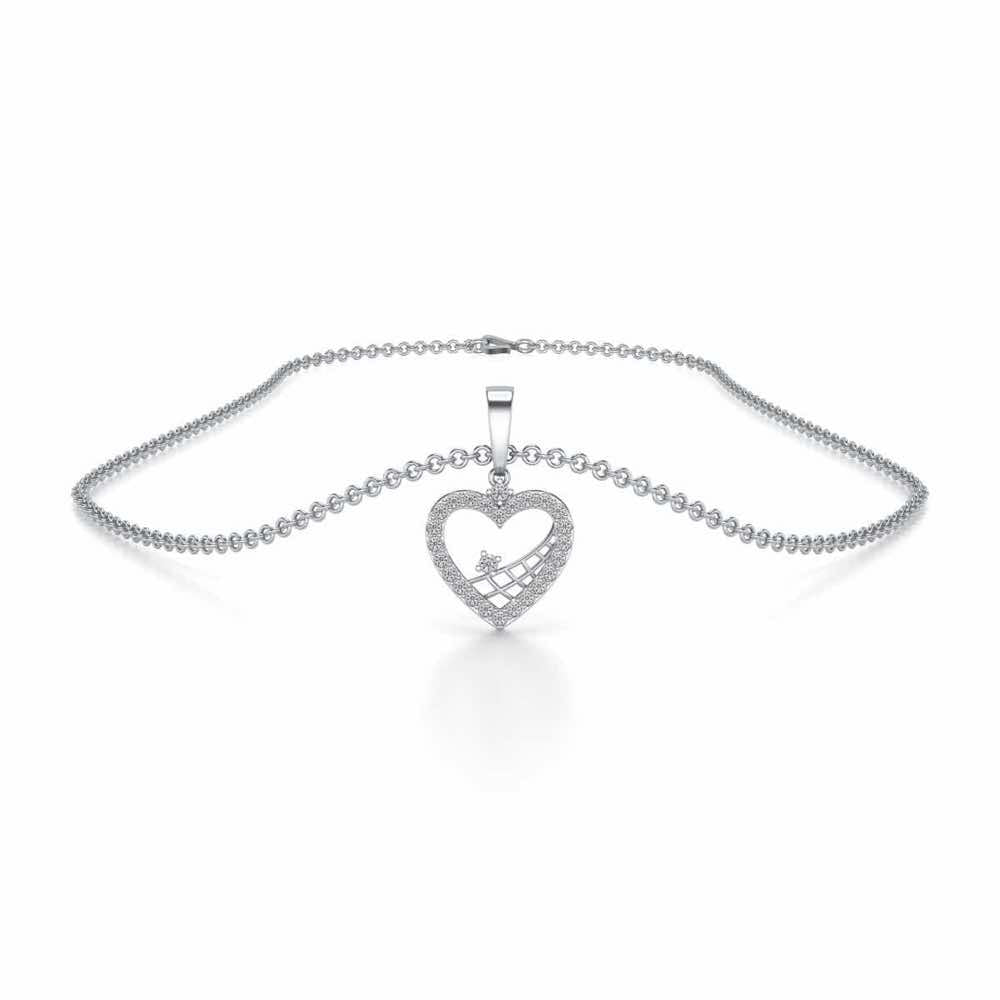 Heartfelt Silver Pendant Earrings Set - White Gold - Image 3