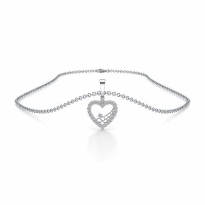 Heartfelt Silver Pendant Earrings Set - White Gold - Image 3