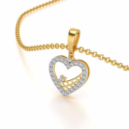 Heartfelt Silver Pendant Earrings Set - Yellow Gold - Image 1