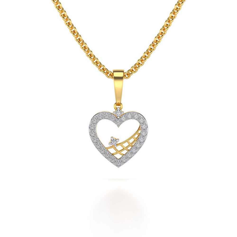 Heartfelt Silver Pendant Earrings Set - Yellow Gold - Image 2