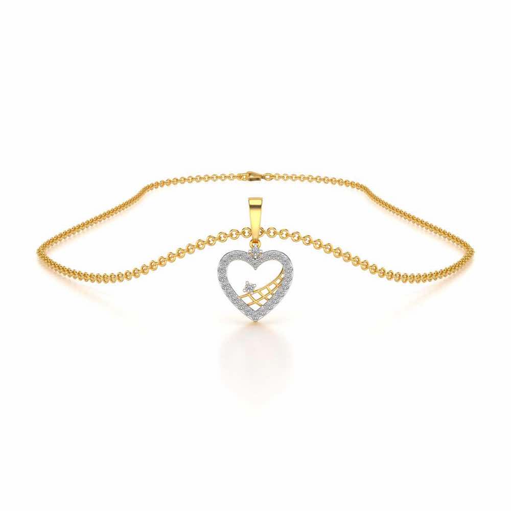 Heartfelt Silver Pendant Earrings Set - Yellow Gold - Image 3