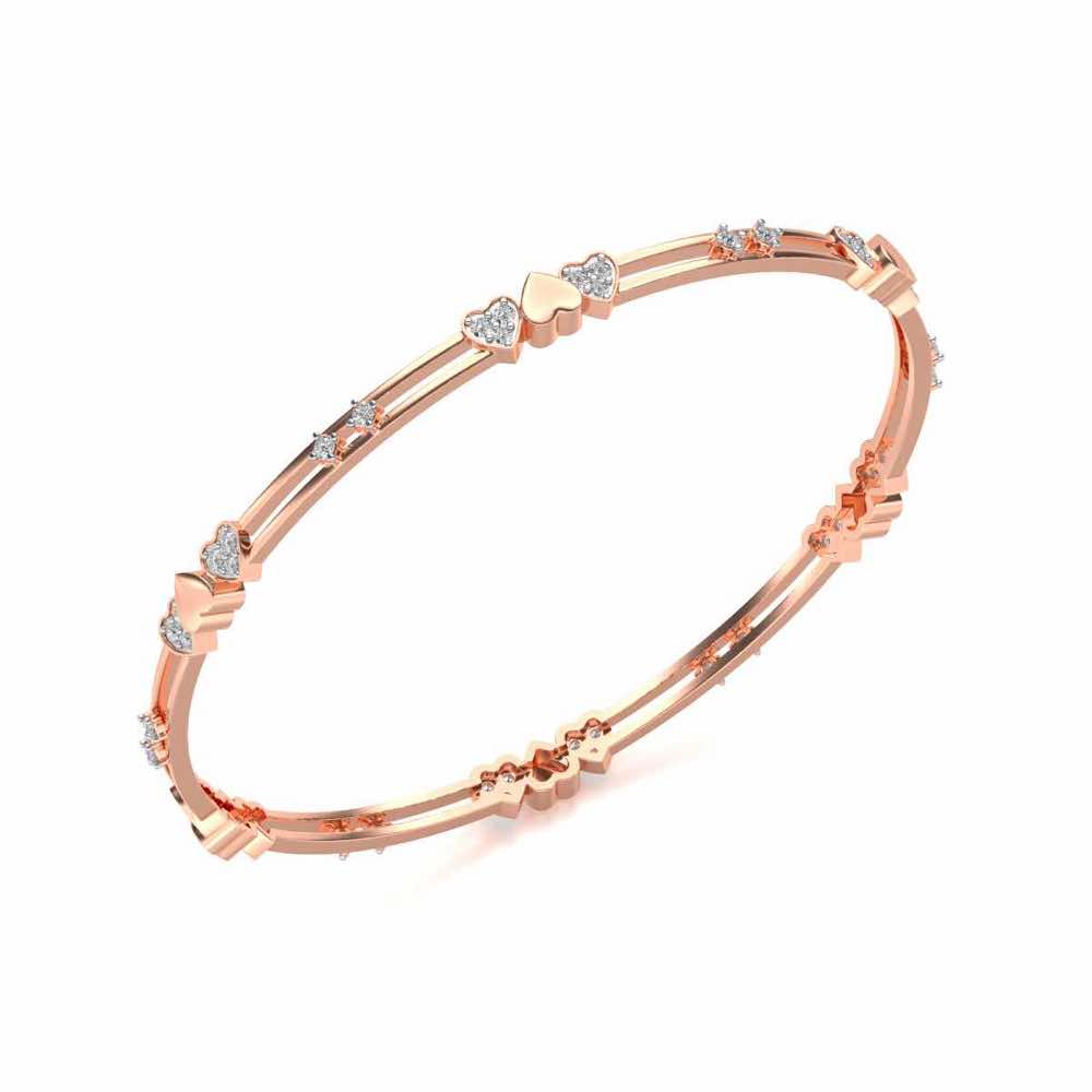 Heartly Silver Bangles - Rose Gold - Image 1