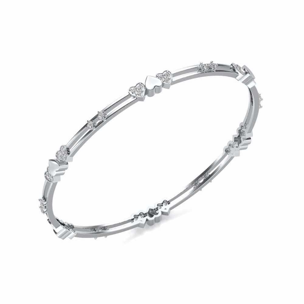Heartly Silver Bangles - White Gold - Image 1