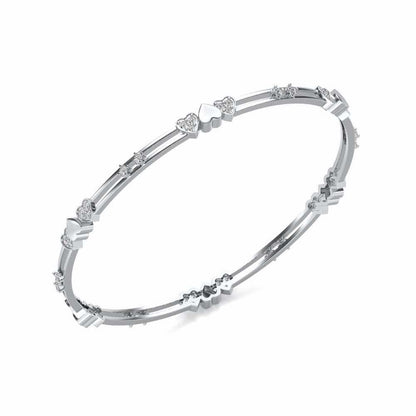 Heartly Silver Bangles - White Gold - Image 1