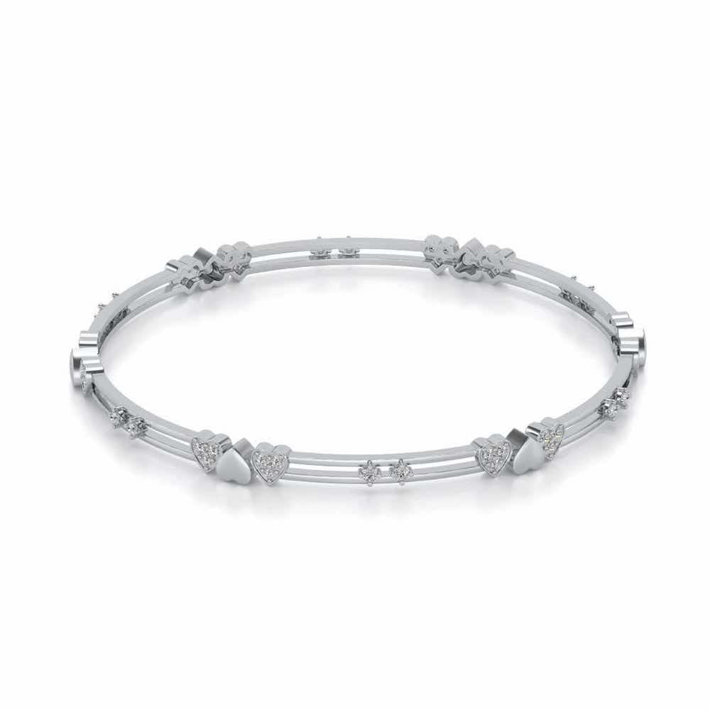 Heartly Silver Bangles - White Gold - Image 2