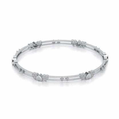 Heartly Silver Bangles - White Gold - Image 2