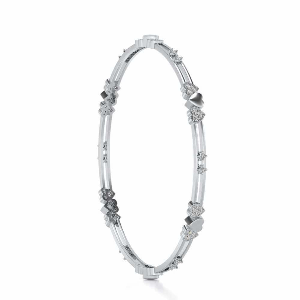 Heartly Silver Bangles - White Gold - Image 3