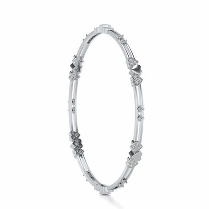 Heartly Silver Bangles - White Gold - Image 3