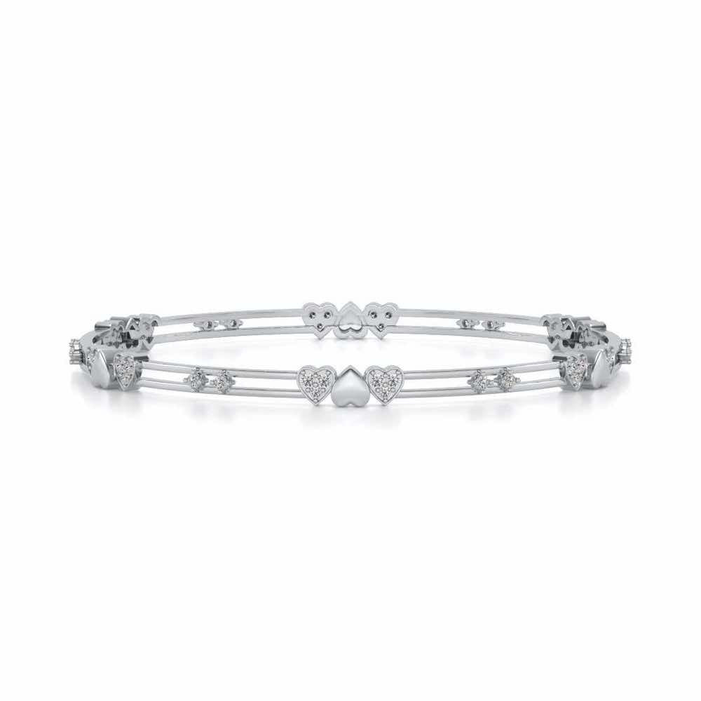 Heartly Silver Bangles - White Gold - Image 4