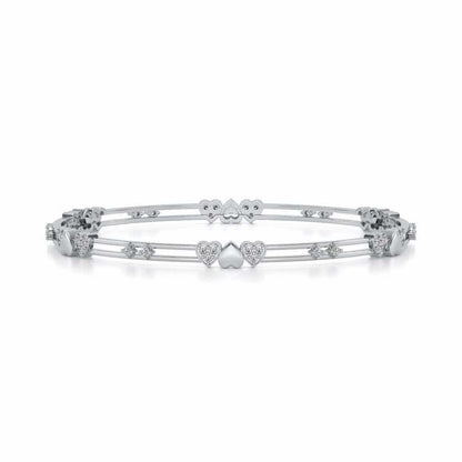 Heartly Silver Bangles - White Gold - Image 4