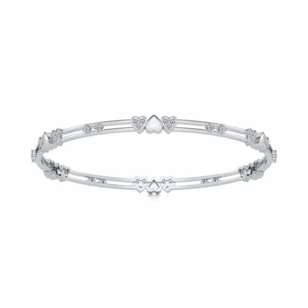 Heartly Silver Bangles - White Gold - Image 5