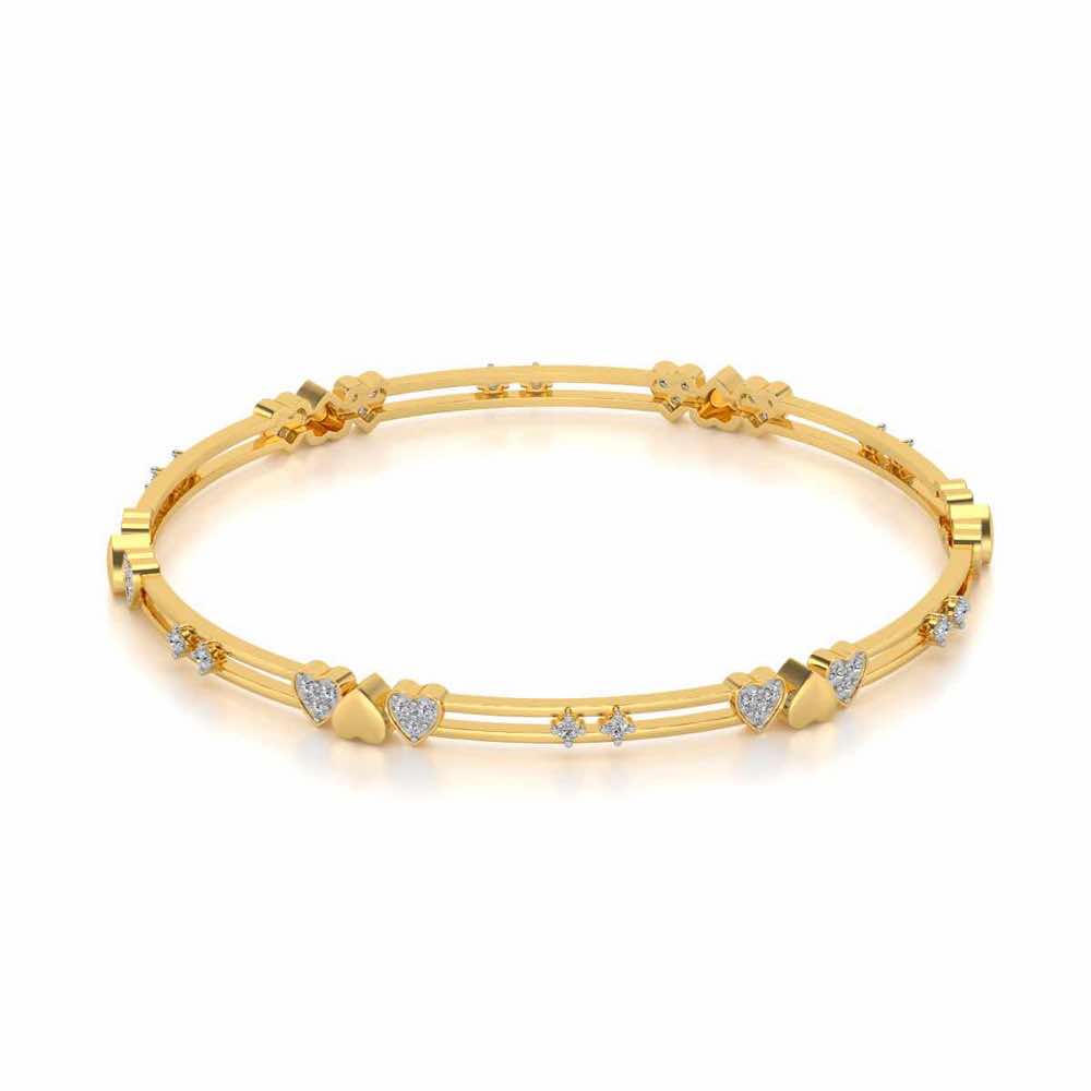 Heartly Silver Bangles - Yellow Gold - Image 2