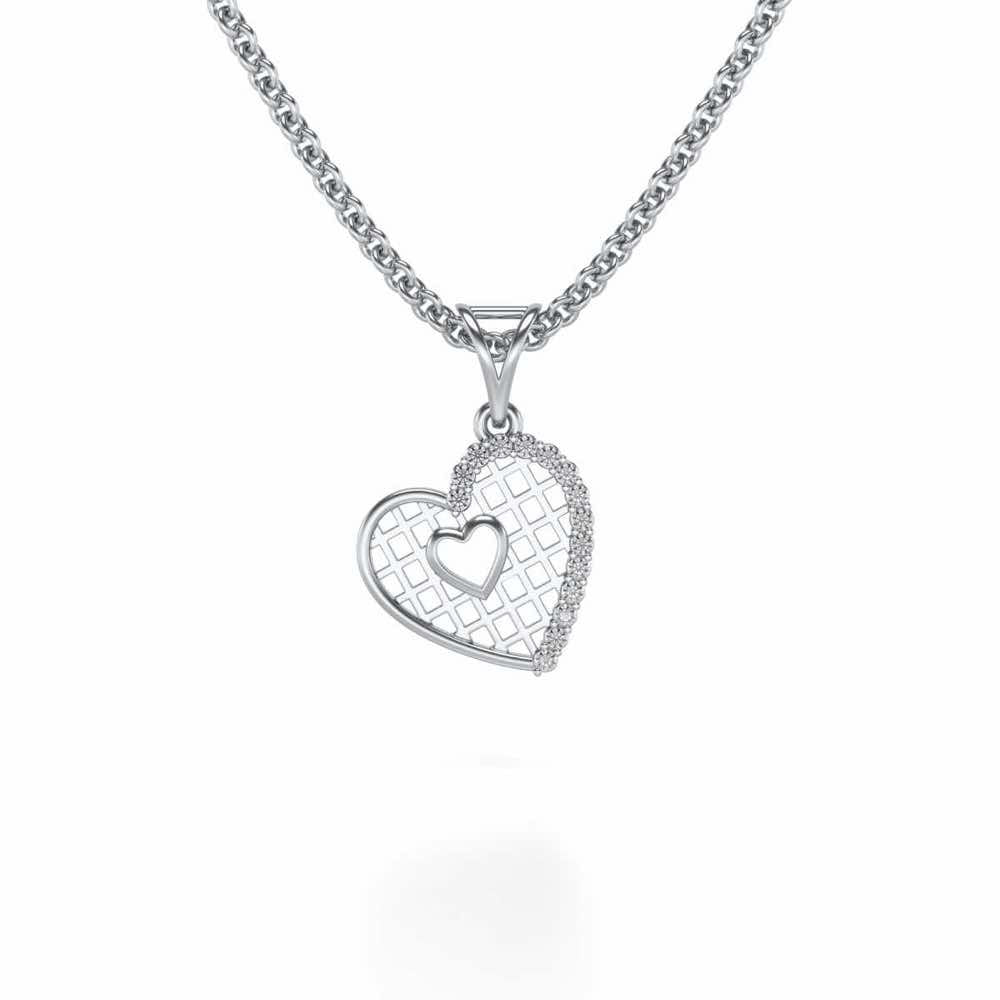 Heartly Mesh Silver Pendant - White Gold - Image 1