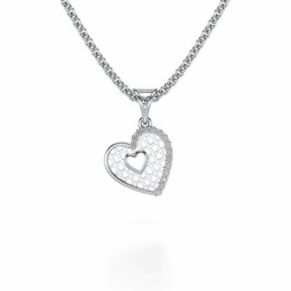 Heartly Mesh Silver Pendant - White Gold - Image 1